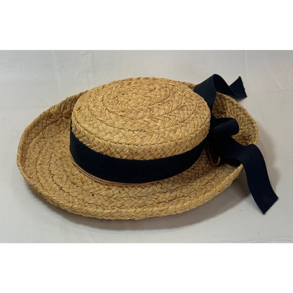 Helen Kaminski Hat Classic 5 Raffia Straw Nougat Black Ribbon Bow Beach Sun main image 8